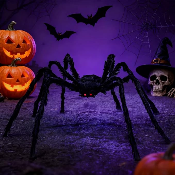 200" Halloween Spider Web + 59" Giant Spider Decorations, Triangular Huge Spiders Web and Hairy Scary Fake Spider, for Indoor Outdoor Porch Yard, Scary Haunted House Party, and Halloween Décor