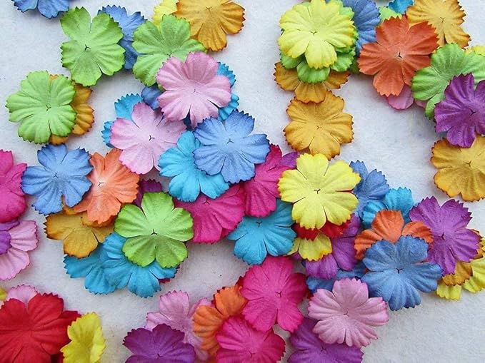 Handmade100 pcs Patch Starburst Flowers 29x29mm Mulberry Paper Flowers Scrapbooking Wedding DIY Craft Supplies Card Artificial Flowers 10 Colors