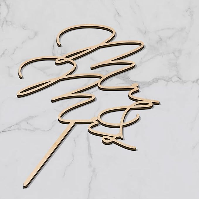 Mr & Mrs Wedding Cake Topper in Wood (Design 03)