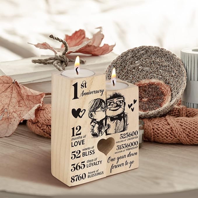 1st Anniversary Wedding Gifts for Wife Girlfriend, Couples Gift Candlestick,1st 1 Year Wedding Anniversary Romantic Gifts for Wife Husband, Presents for Girlfriend Boyfriend,One Year for Her Him