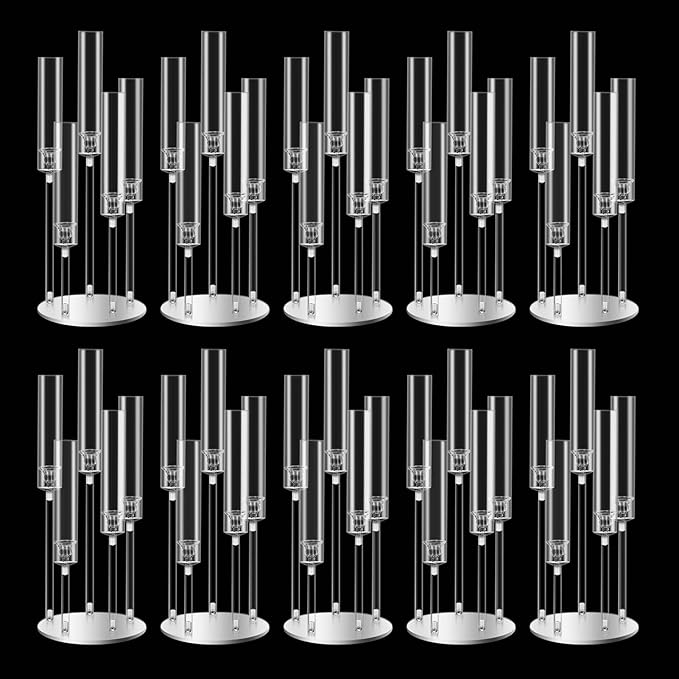 24inch 10pcs Acrylic Candelabra Centerpieces for Tables 5 Arms Wedding centerpieces for Decorations