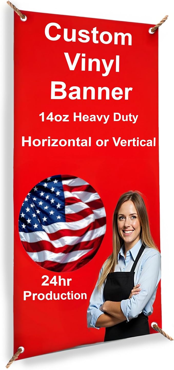 Customizable Vinyl Banner – Personalized Outdoor/Indoor Event Signage for Birthdays, Weddings, Graduations, Business Promotions – Lightweight, Durable, Weather-Resistant, Full-Color Printing (3'x5' / Vertical)