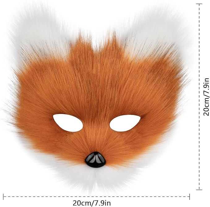 Adolala Faux Fur Fox Tail Cat Wolf Set Plush Mask Fluffy Paw Gloves Halloween Christmas Party for Women