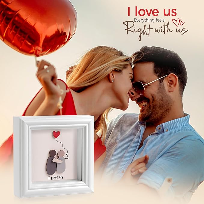 Valentine’s Day Gifts Shadow Box Frame – I Love Us Gifts for Her Him, Cute Couple Gift, 3D Wooden Love Picture Frame, Anniversary Christmas Birthday Gift for Boyfriend Girlfriend Wife Husband