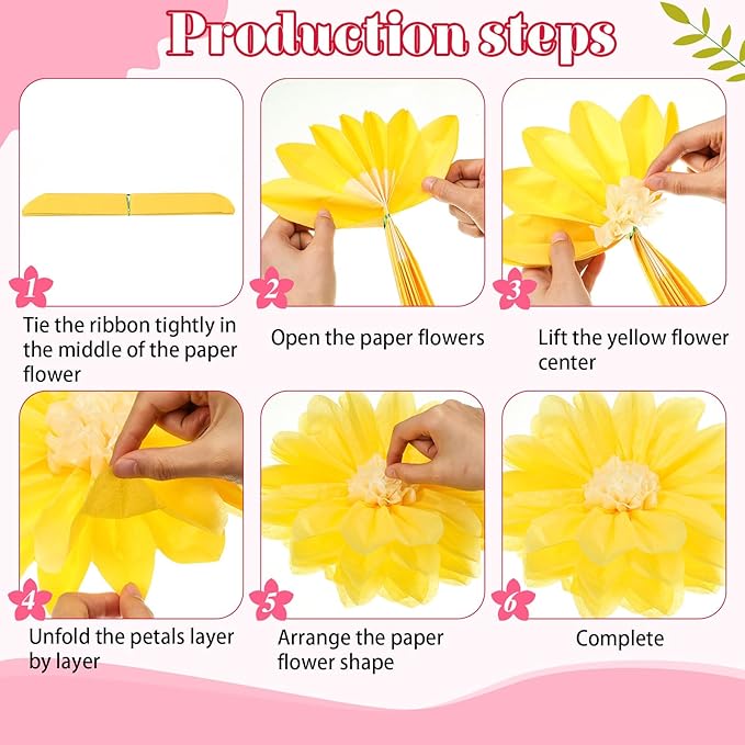 Geyee 18 Pcs Mexican Paper Flowers Colorful Fiesta Tissue Paper Flowers Pom Poms Mexican Carnival for Floral Party Backdrop Wedding Birthday Party Craft, 6" 8" 10" (Vivid Color)