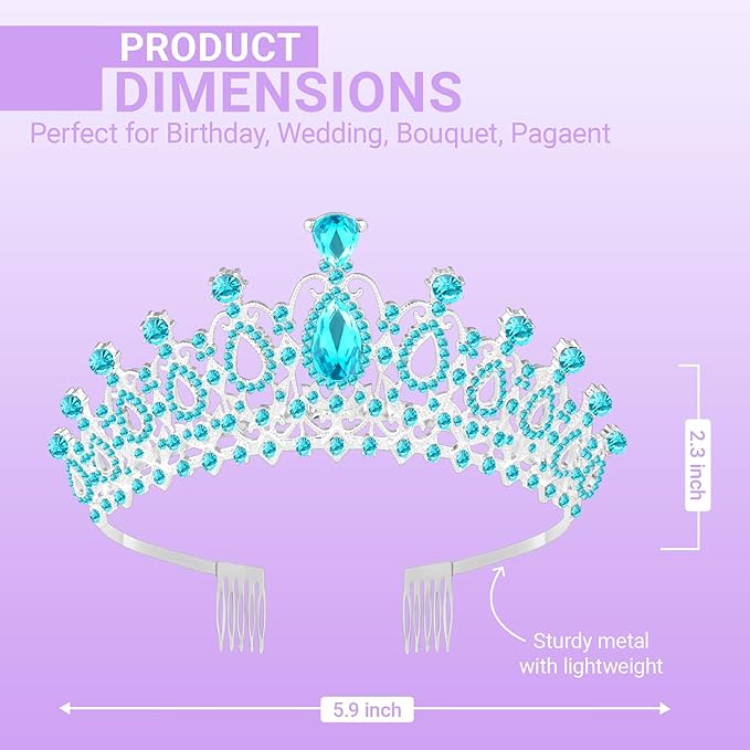 Tiara Crown for Women, Queen Tiara for Birthday Prom Bridal Party Custome Blue