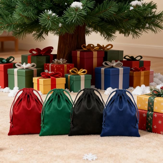 Zelphvt Velvet Gift Bags with Drawstring, 4 PCS 6 x 8 Inch Dice Storage Bag, Soft Small Velvet Drawstring Pouch for Tarot Card, Jewelry, Gifts