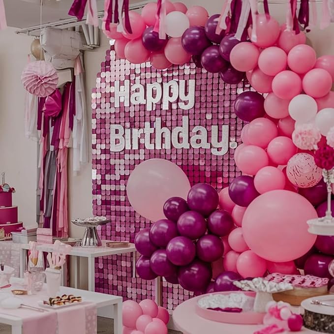 Hot Pink Balloons, 50pcs Pink Girl Balloons, Pearl Macaron Pink Balloon, Hot Pink Confetti Balloon for Girls Woman Princess Birthday Party Baby Shower Gender Reveal Wedding Bridal Shower Decor