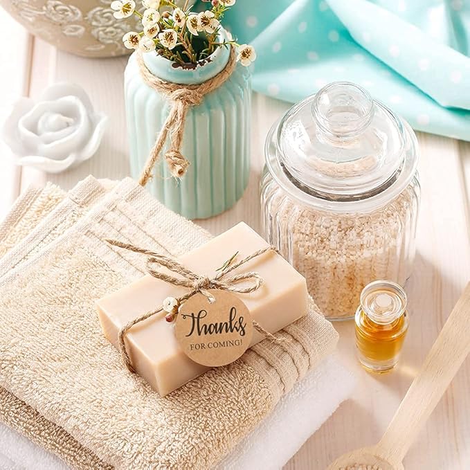 G2PLUS Thank You Tags, 100PCS Thank You for Coming Tags, 2 in Round Kraft Paper Gift Tag with String for Gift Wrapping, DIY Arts & Crafts, Wedding Party Favors