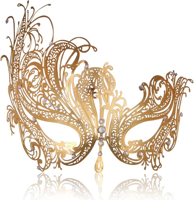 Couple Masquerade Mask for Women Men Laser Cut Metal Mask Venetian Mask for Party Ball