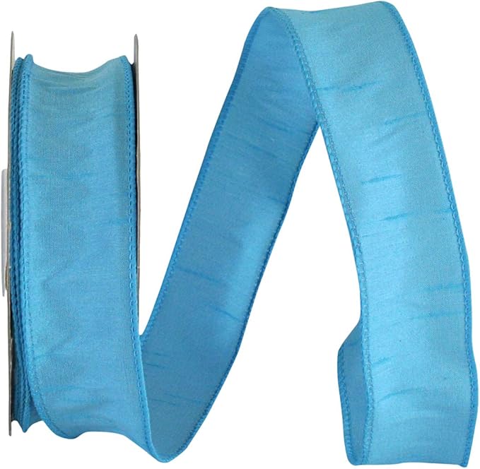 Reliant Ribbon 92975W-077-09H Dupioni Supreme Wired Edge Ribbon, 1-1/2 Inch X 20 Yards, Aqua