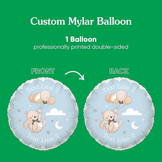 Big Dot of Happiness Personalized We Can Bearly Wait Balloon, Teddy Bear Baby Shower Party Decoration, Custom Greeting Message Double-Sided Circle Mylar, 1 Piece