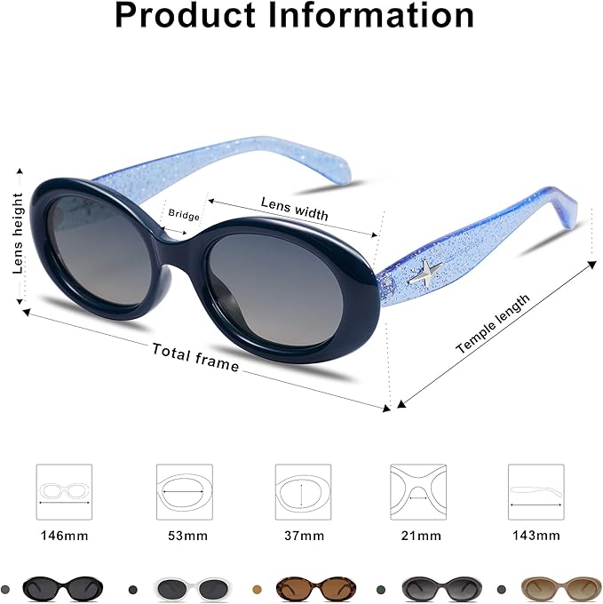 SOJOS Small Retro Oval Polarized Sunglasses for Women Men 90s Vintage UV400 Protection Tiny Sun Glasses SJ2286