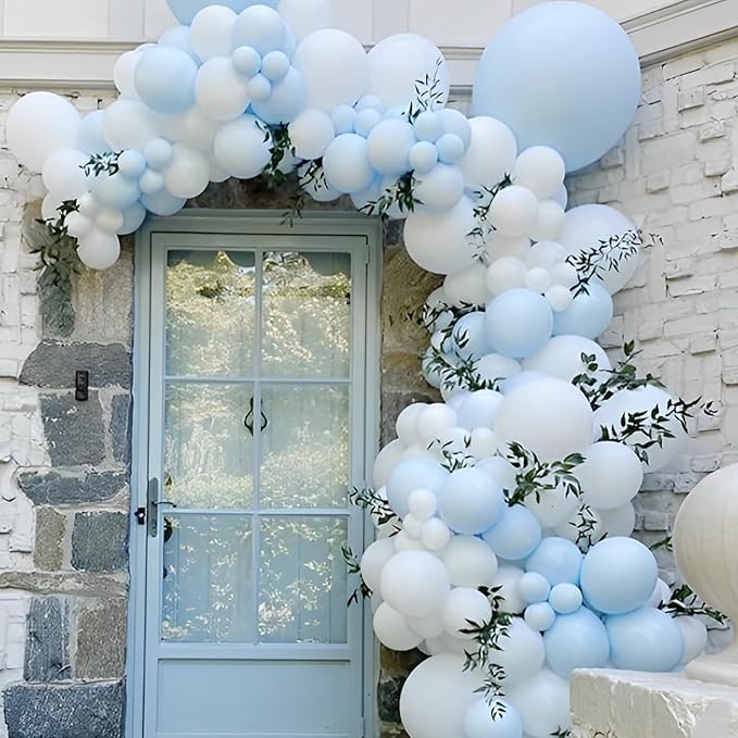 90pack Light Blue Balloons Different Size 18/12/10/5 Inch Baby Blue Balloon Garland Arch Kit for Boys Girls Birthday Party, Baby Shower, Wedding, Gender Reveal, Baby Shower Decorations