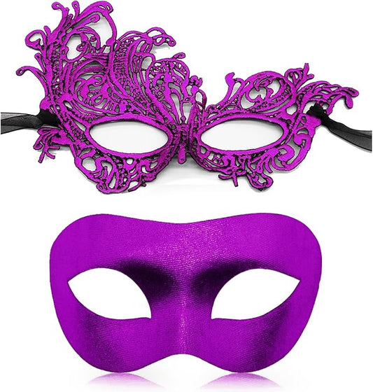Couple Masquerade Mask for Women Men Venetian Mask Halloween Mask for Party Prom Ball Costume Lace Mask