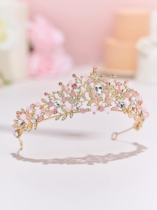 SWEETV Jeweled Wedding Tiaras and Crowns for Women, Metal Princess Tiara Queen Crown for Bride, Bridal Headpieces for Birthday Quinceanera Pageant Prom