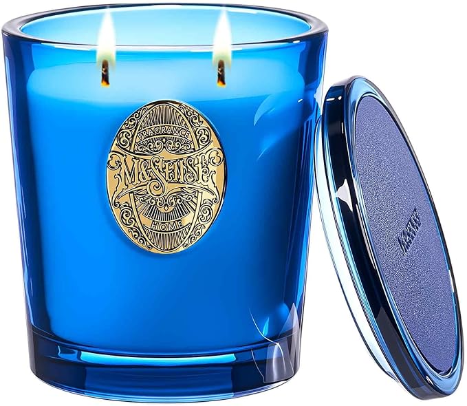 M&SENSE Large Two-Wick Summer Soy Candle | Ocean Dream & Blule | 19.8 oz, 120H Burn Time | Luxury Scented Candle for Relaxation, Gifting, Home Décor | Ideal for Bedroom, Office, Party Ambiance