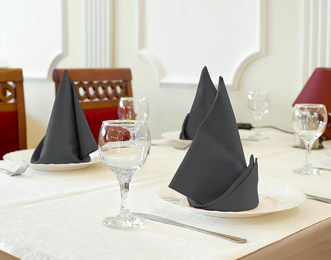 Utopia Kitchen Charcoal Cloth Napkins [12 Pack, 18x18 Inch] Absorbent Cotton Blend Washable and Reusable for Dinner, Restaurant, Lunch, Wedding and Hotel