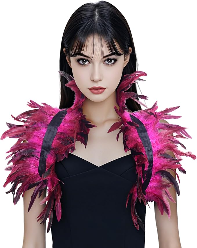 Gothic Natural Feather Shrug Feather Shawl Wrap Cape Victorian Collar for Halloween Cosplay Party Costume Accessories