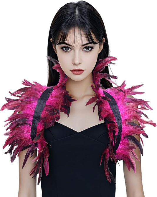Gothic Natural Feather Shrug Feather Shawl Wrap Cape Victorian Collar for Halloween Cosplay Party Costume Accessories