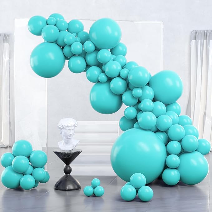 PartyWoo Teal Balloons, 100 pcs Teal Blue Different Sizes Pack of 36 Inch 18 Inch 12 Inch 10 Inch 5 Inch Turquoise for Balloon Garland or Balloon Arch as Party Decorations, Teal-Y69