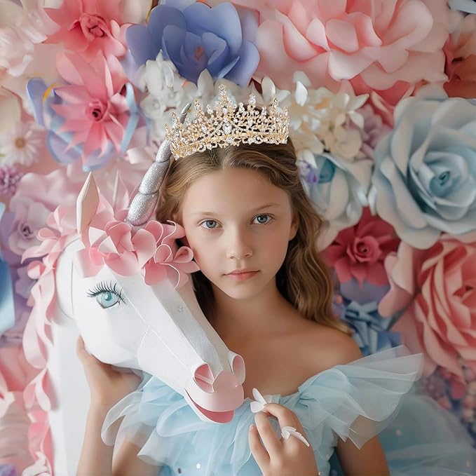 Schmoopy Tiara Crown for Women, Hair Accessories for Party Wedding (B-Gold)