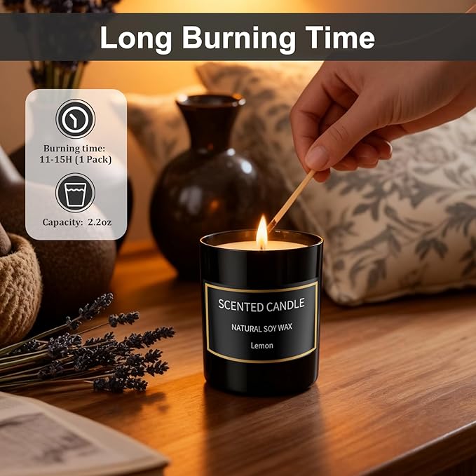 8 Pack Scented Candles Set for Men&Women, Aromatherapy Soy Candles for Home Scented, Holiday Candles Black Mens Candle Gift Set for Christmas, Birthday, Anniversary