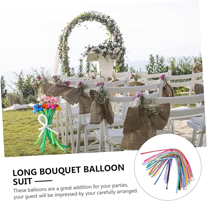 Generic Long Balloons Bouquet for Birthday Wedding Party Decorations DIY Twisting Balloons Kit for Indoor Outdoor Festive Atmosphere Lightweight and Easy to Inflate