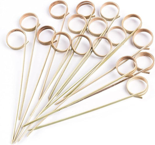 PuTwo 100 pcs Cocktail Picks, 4.7 Inch Bamboo Cocktail Picks, Bamboo Toothpicks, Skewers for Appetizers, Mini Food Sticks for Drinks, Fruit, Charcuterie, Sandwiches, Barbeque, Party Supplies