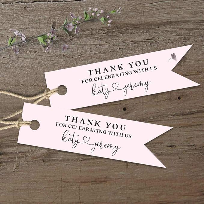 PERSONALIZED Wedding Favors Custom Thank You For Celebrating With Us Flag Tags Thank You Flag Tags Wedding Thank You Favor Tags Wedding Tag