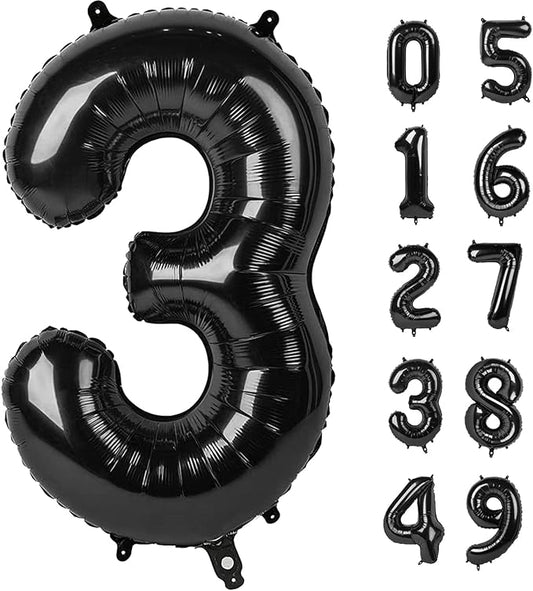 40 Inch Black Number Balloon 0-9(Zero-Nine), Big Size Happy Birthday Balloon, Foil Helium Big Number Balloon for Birthday Celebration Decorations Graduations Anniversary Photo Shoot
