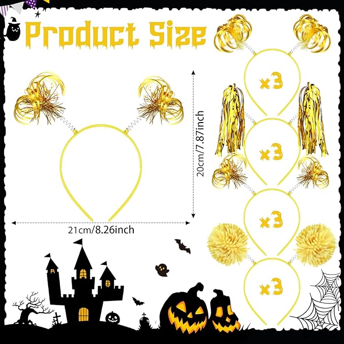 Censen 12 Pcs Christmas Pom Pom Headbands Spirit Party Headwear Tinsel Ponytails Head Bopper for Birthday Holiday