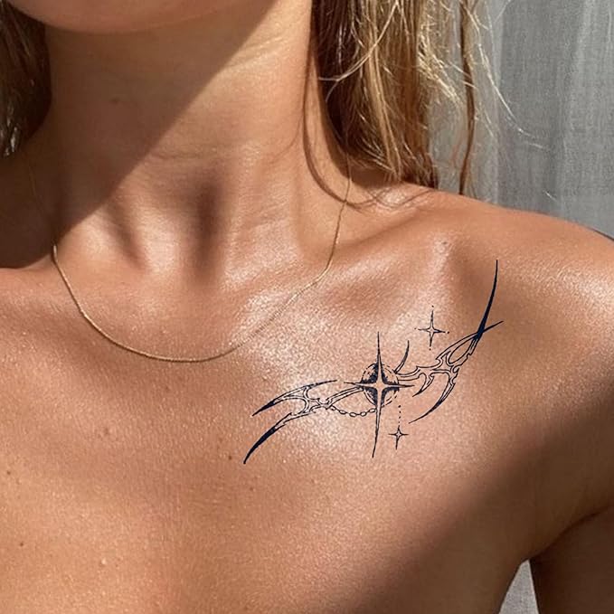 Tattoo Tech, 2 Sheets Lily Design Semi Permanent Tattoo, Black Realistic Temporary Tattoo for Women Adults, Lasts 7-15 Days Arm Shoulder Fake Tattoo Stickers, Waterproof & Non-Reflective