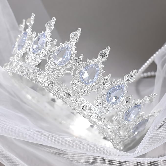 Silver Crown for Women Crystal Tiara and Queen Crown for Girl Wedding Headband for Bride Hair Accessories for Costume Birthday Party Cake Decoration Prom