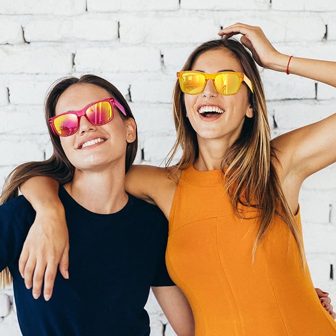 Pibupibu 10/20 Pack Neon Party Sunglasses Bulk,Wholesale Retro 80s Colorful Mirrrored Lens Sunglasses Party Favors