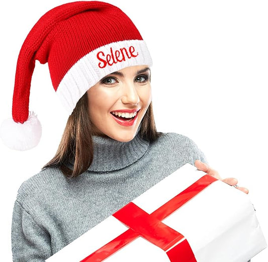 Ulico Custom Christmas Hat, Personalized Santa Hat Embroidered with Name for Kids Adults，Xmas Holiday Christmas New Year