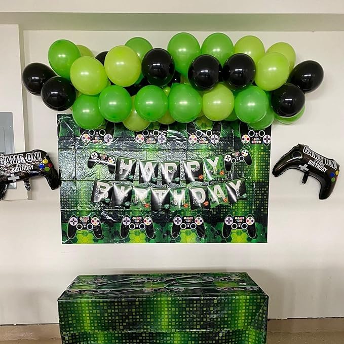 Green and Black Balloon Garland Arch Kit, Matte Black Light Lime Green Latex Balloons Video Game Balloon Arch & Garland for Boys Men Gamer Jungle Football Theme Birthday Baby Shower Party Decorations