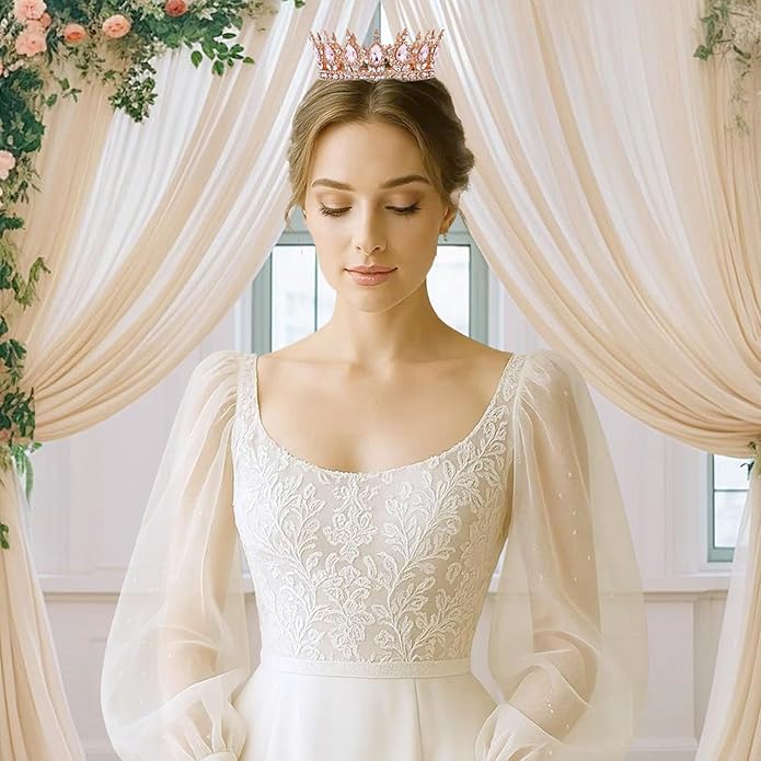 Gold Crown for Women, Crystal Queen Tiaras Headband Wedding Bridal Hair Accessories, Birthday Party Prom Cake Topper