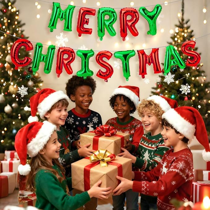 16 Inch Merry Christmas Balloons 14 PCS Red and Green Balloons Banner Xmas Letter Aluminum Mylar Foil Balloon Decorations Backdrop for Holiday Hanging Party Favors Supplies Theme Indoor Outdoor