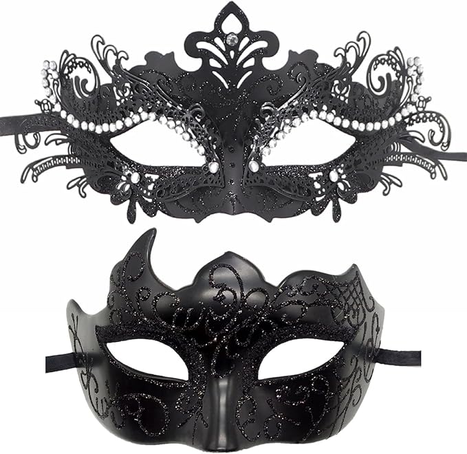 Coolwife Couples Masquerade Masks Metal Venetian Mardi Gras Party Evening Prom Costume Mask