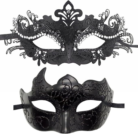 Coolwife Couples Masquerade Masks Metal Venetian Mardi Gras Party Evening Prom Costume Mask