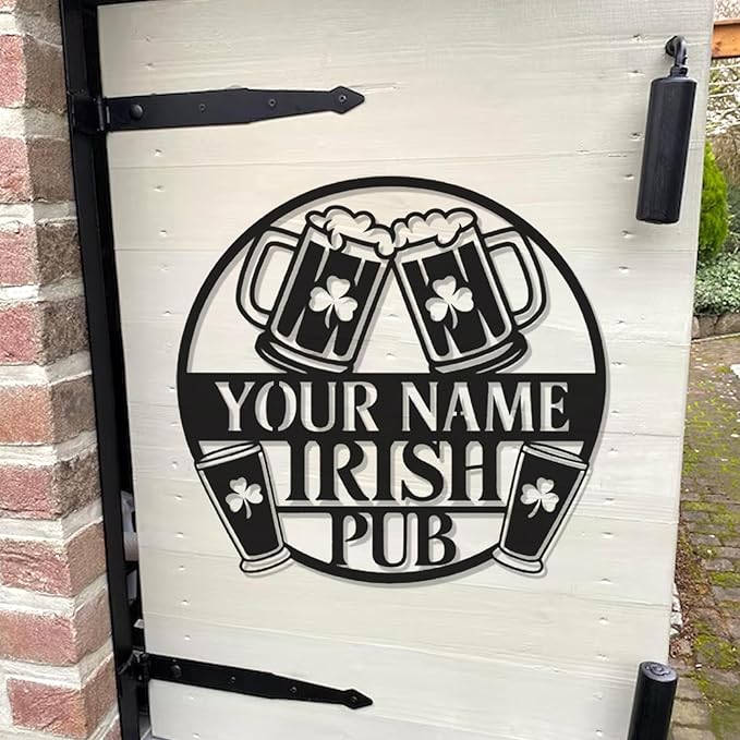 Irish Pub Metal Sign - Custom Bar LED Wall Art, Vintage Metal Plaque for Tavern, Basement, Man Cave, St. Patrick’s Day Gifts for Men, Dad, Papa, Husband, Beer Lovers