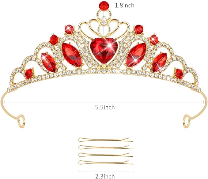 CAVETEE Crown and Tiara for Women, Princess Tiara Heart Crown Happy Birthday Decorations for Party Pageant Hair Accessory