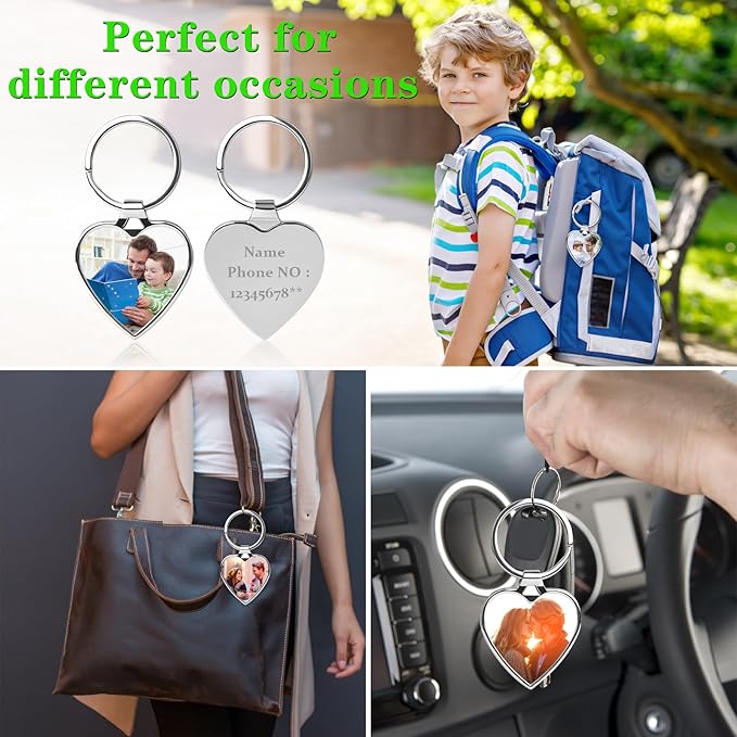 Double Side Custom Keychain with Picture Personalized Engraving Photo Text Customized Gifts for Men Women