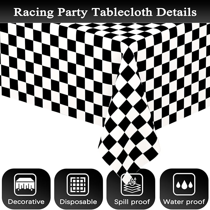 4 Pack Black and White Gingham Tablecloth Rectangular Buffalo Checkered Tablecloths Disposable Plastic Plaid Table Cover for Parties, Outdoor Picnic, Birthday, Wedding, Camping 54 × 108 Inch