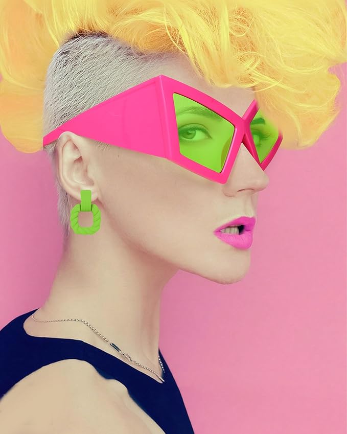 DANGCOS 80s Funny Glasses,Oversized Cat Eye Sunglasses Women,Max Face Width 5.9In Disco Accessories