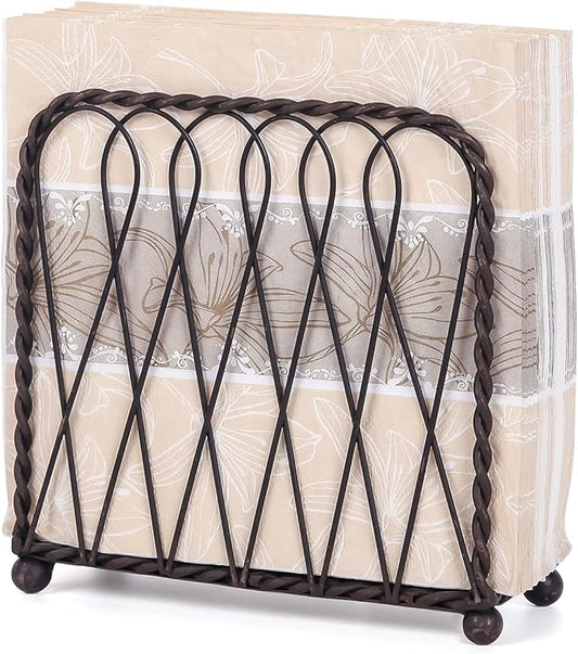 NIKKY HOME Vintage Intertwined Metal Napkin Holder Decorative Upright Tissue Dispenser - Black