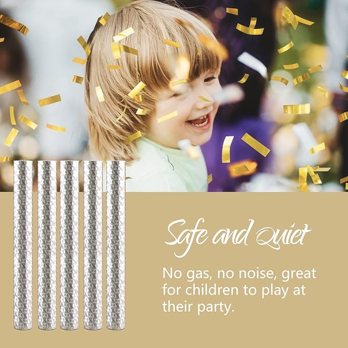 BATTIFE 16Pack Gold Metallic Confetti Sticks, Confetti Flick Flutter Shoots Popper for Graduation, Birthday Party, Wedding, Anniversary Parties Supplies, Square, 7.8inch