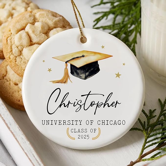 Personalized Graduation Christmas Ornaments 2025, Class of 2025 Gifts for Senior Students, College, University, Graduation Ornament Gift, Grad Keepsake, Masters Degree, Gifts for Women Men