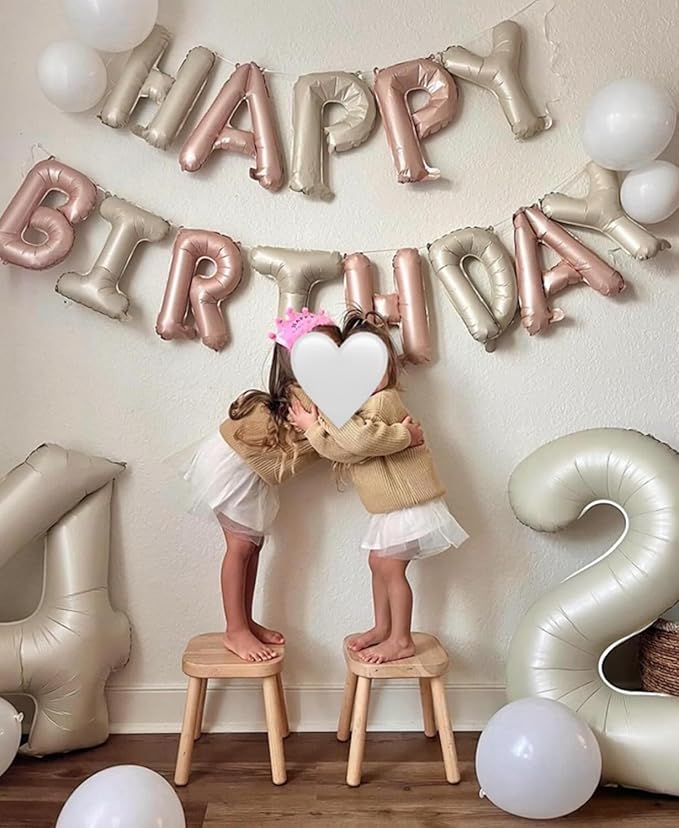 Smlpuame 40 Inch Beige Number 4 Balloons for 4th Birthday Decorations Boys Girl, Giant Self-Sealing Cream Foil Number 0-10 White Sand Balloon for Women Men Party Anniversary Baby Shower Supplies